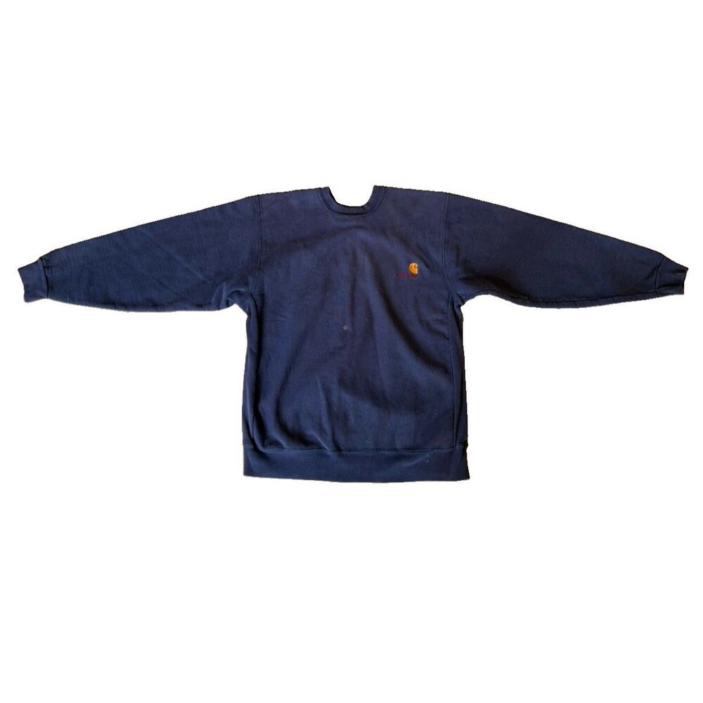 Vtg Carhartt Navy Blue Crewneck Sweatshirt Embroidered Logo Mens Tag Missin 90’s